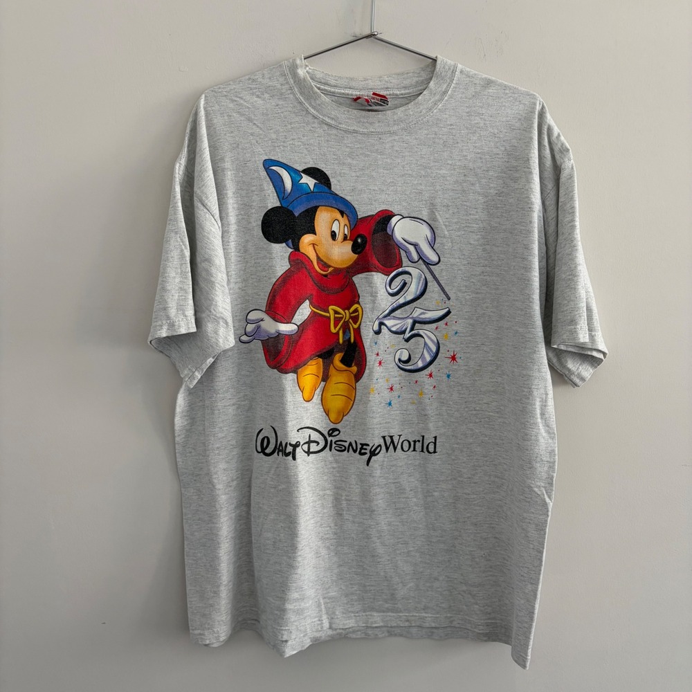 Disney Designs Walt Disney World 25th Anniversary Mickey Mouse T Shirt XL Gray